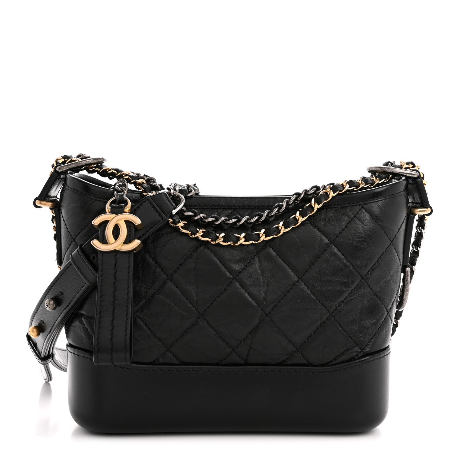 Chanel Aged Calfskin Quilted Small Gabrielle Hobo Black 1 of 13