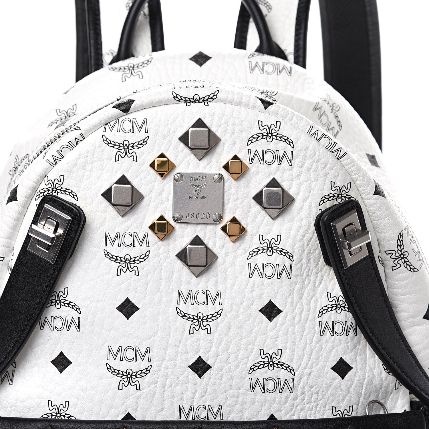 MCM Visetos Studded Small Dual Stark Backpack White 11 of 11