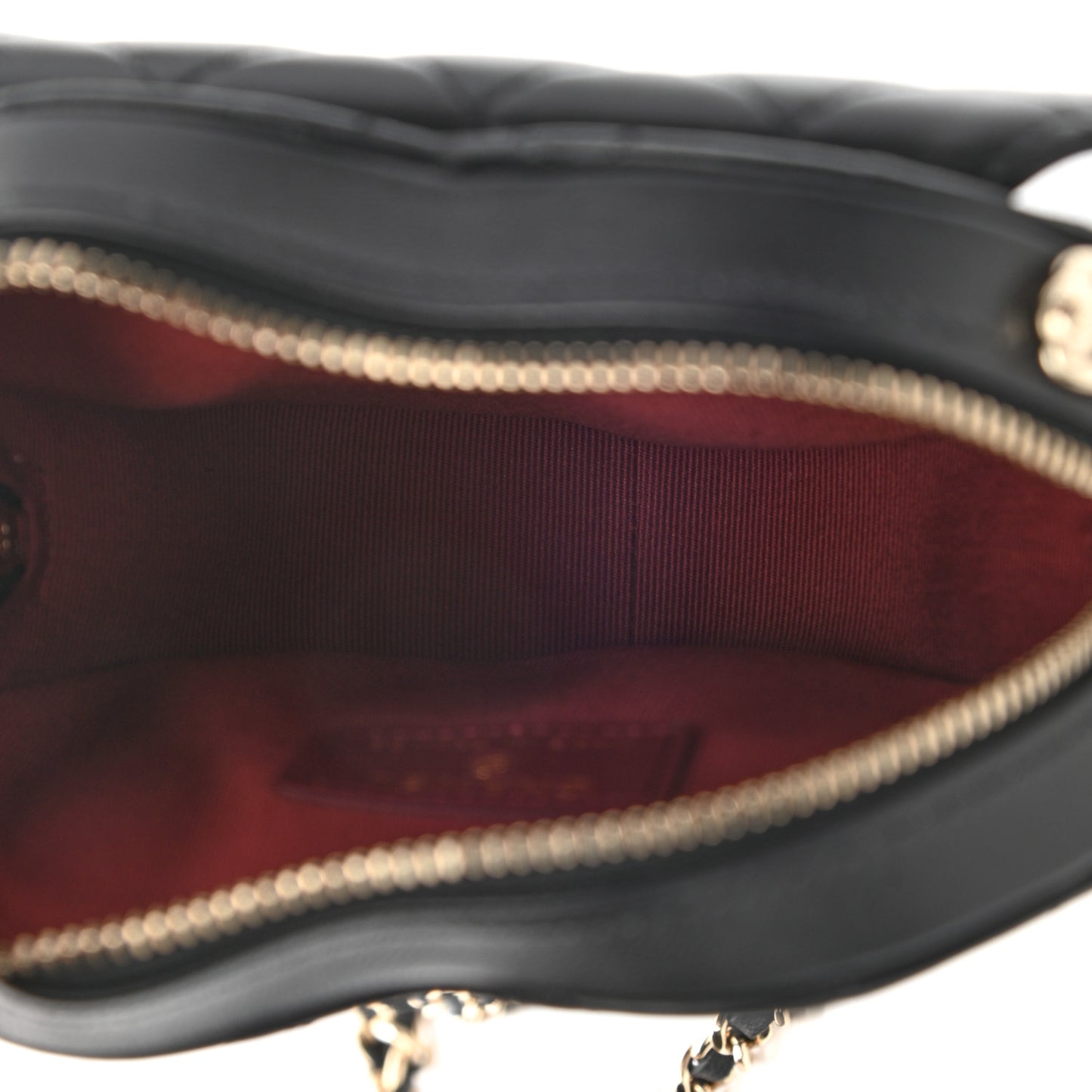 Lambskin Quilted CC In Love Heart Clutch With Chain Black