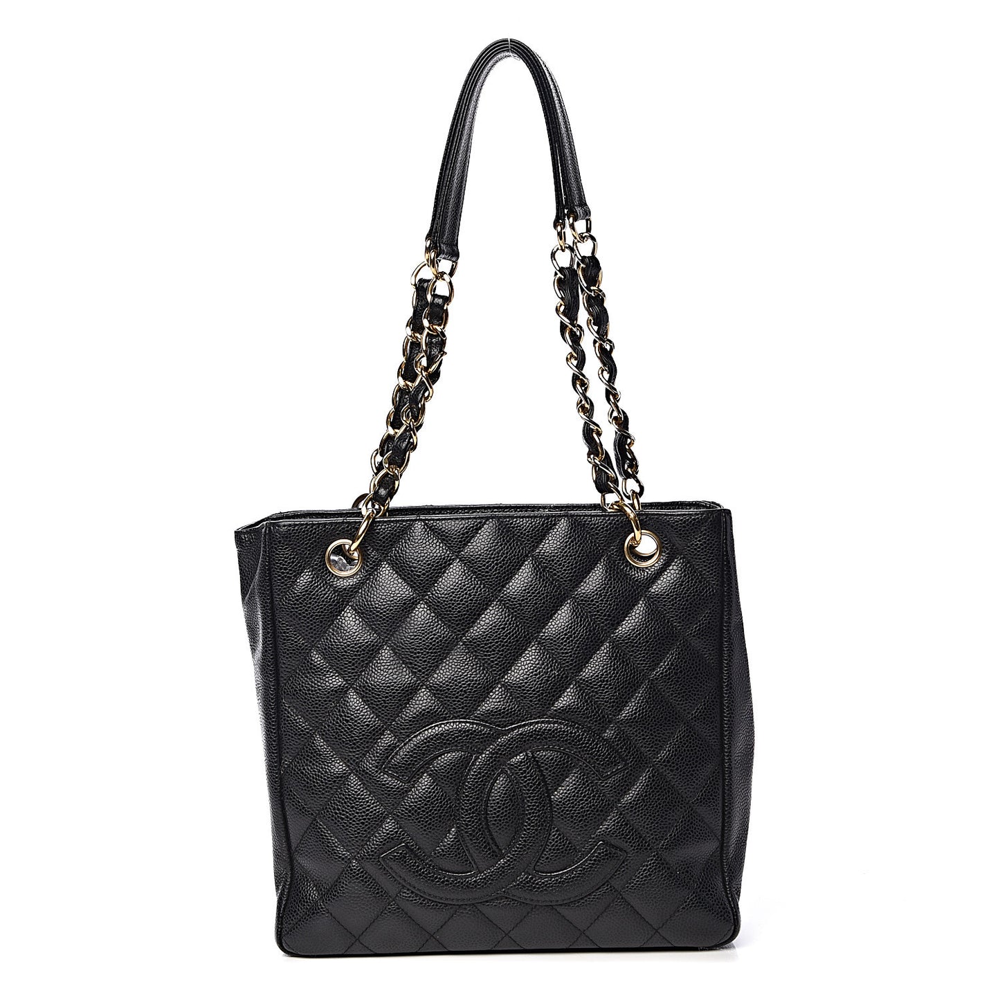 Caviar Quilted Petit Shopping Tote PST Black