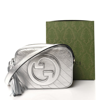 Gucci Metallic Sakai Be Green Calfskin Diagonal Stitched Small Blondie Shoulder Bag Silver 11 of 11