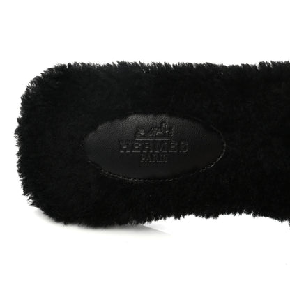 Hermes Woolskin Oran Sandals 38.5 Black 7 of 7