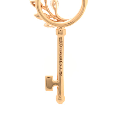 Tiffany 18K Rose Gold Diamond Victoria Vine Circle Key Pendant Necklace 4 of 6