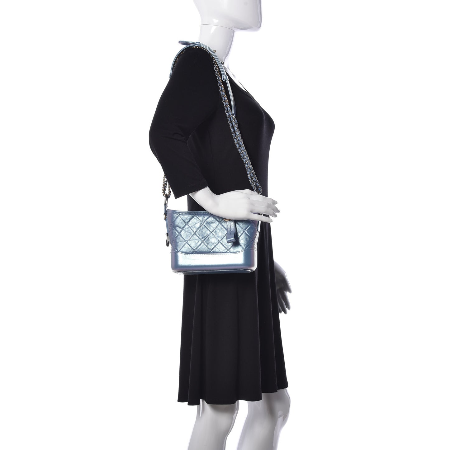 Iridescent Lambskin Calfskin Quilted Small Gabrielle Hobo Blue