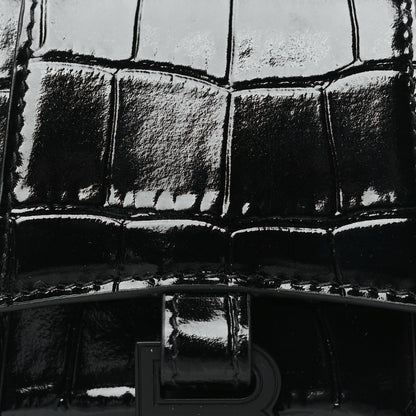Balenciaga Shiny Calfskin Monochrome Crocodile Embossed Hourglass Top Handle Bag Mini Black 7 of 9