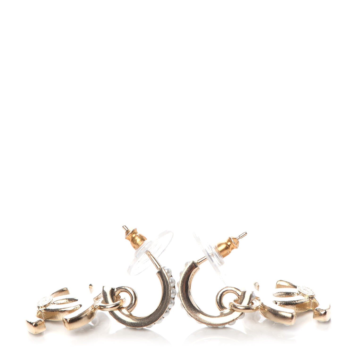 Chanel Pearl CC Hoop Drop Earring Gold 3 of 5