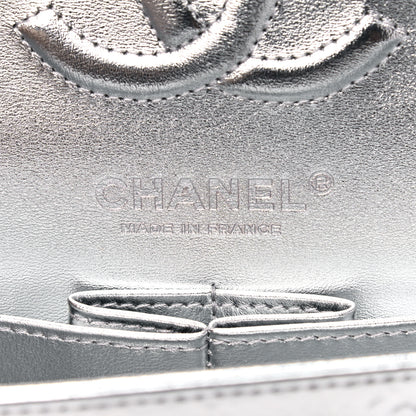 Chanel Hammered Metallic Calfskin Quilted Small Double Flap Silver 6 of 11