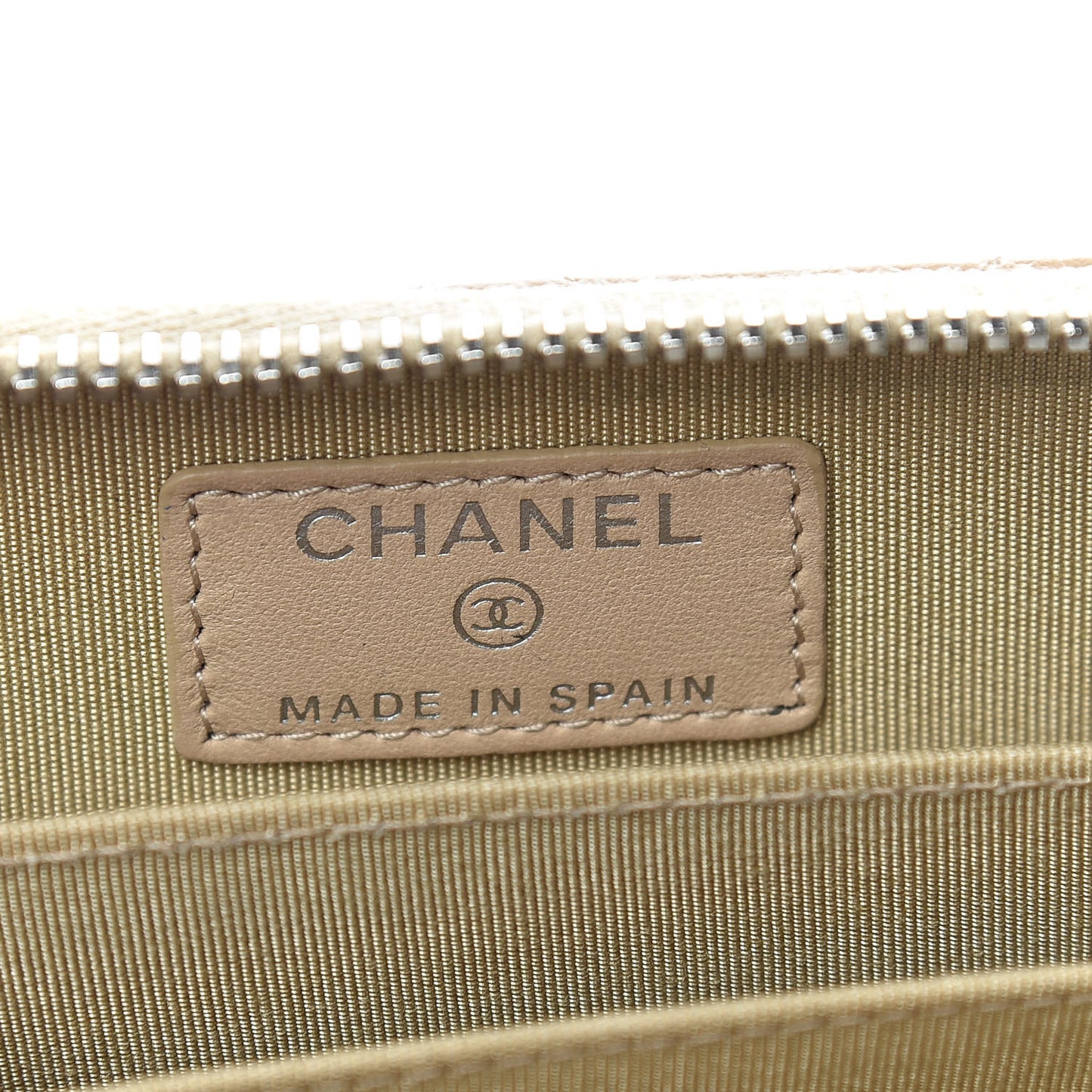 Lambskin Quilted Zip Coin Purse Wallet Beige