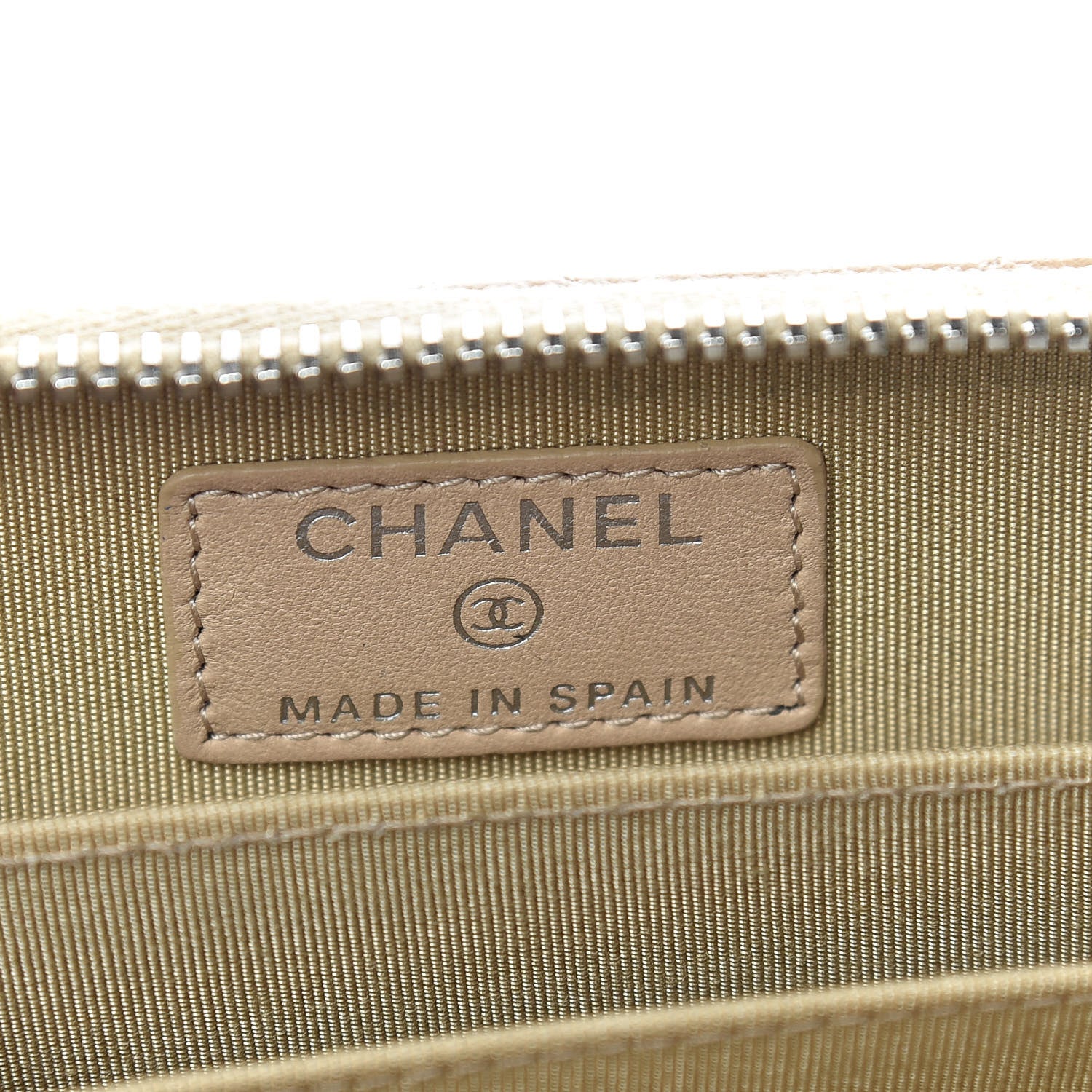 Chanel Lambskin Quilted Zip Coin Purse Wallet Beige 6 of 9