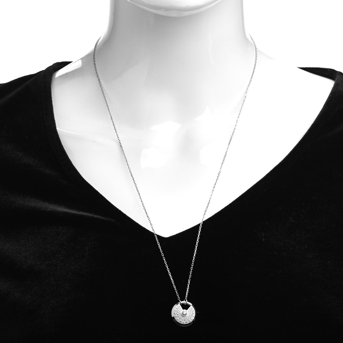 18K White Gold Diamond SM Amulette de Cartier Pendant Necklace