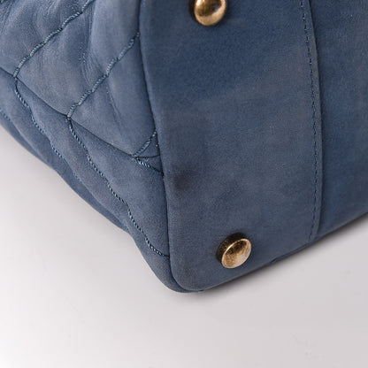 Chanel Iridescent Calfskin Chevron Quilted Surpique Tote Dark Blue 12 of 23