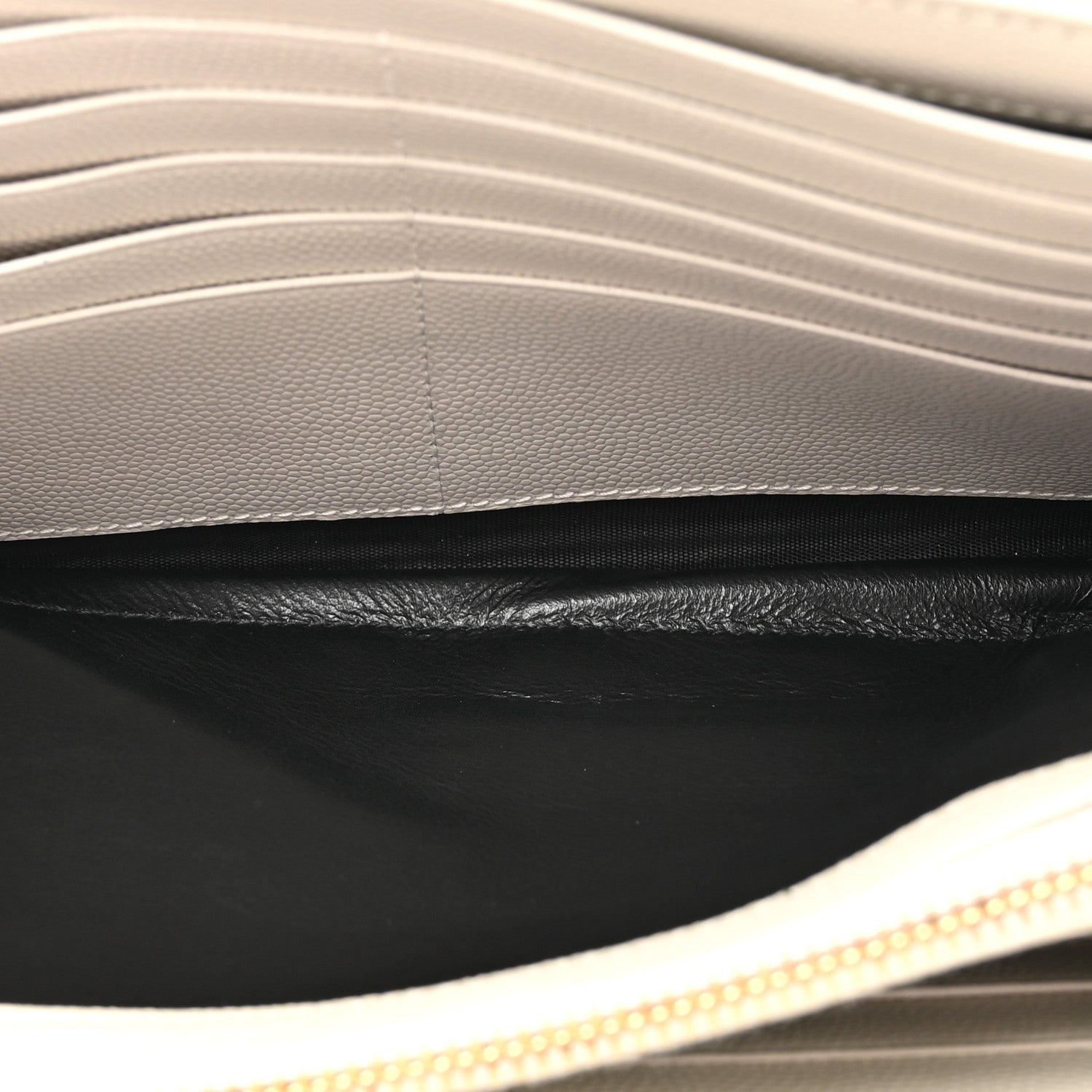 Saint Laurent Grain De Poudre Matelasse Chevron Monogram Chain Wallet Crema Soft 6 of 15