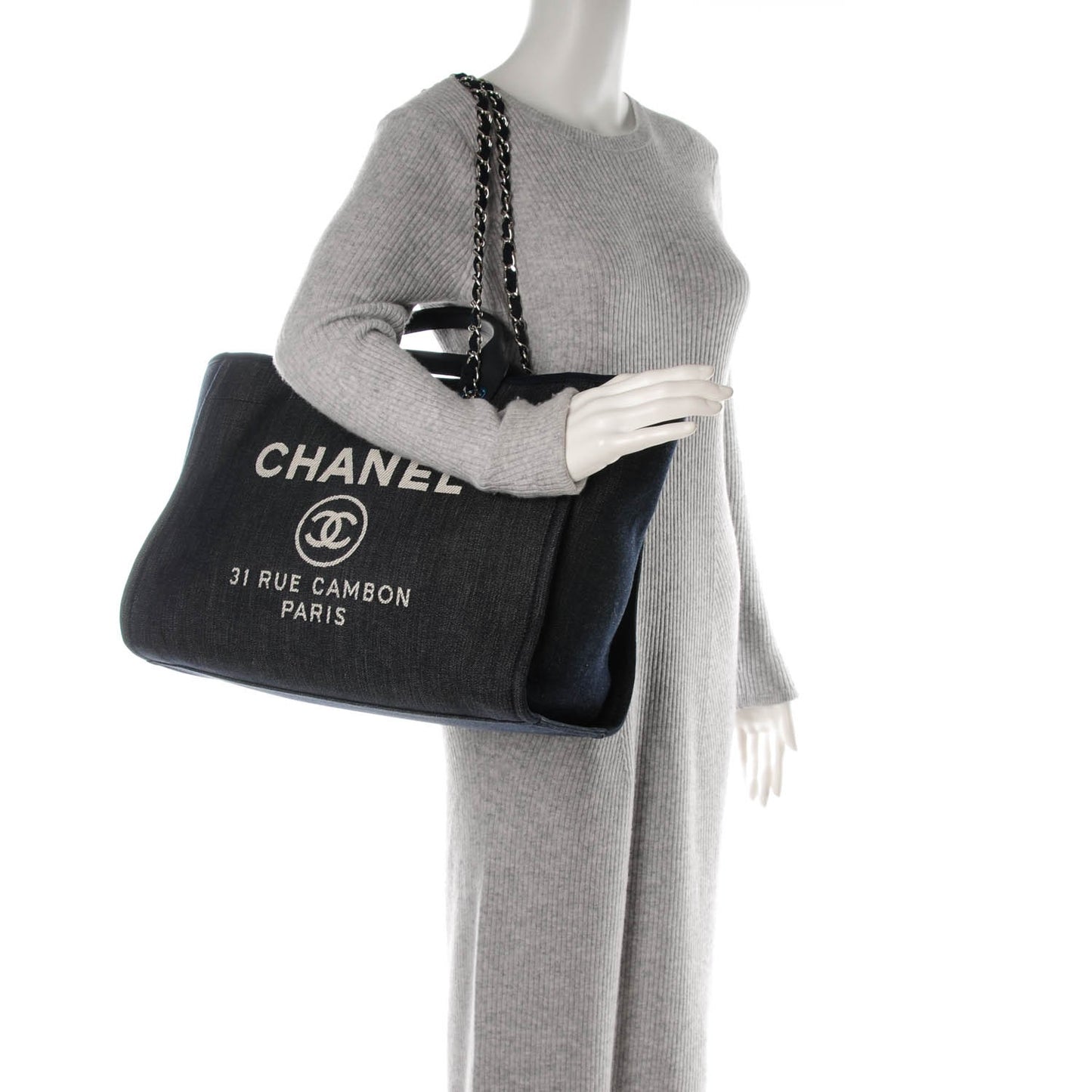 Canvas Large Deauville Tote Dark Blue