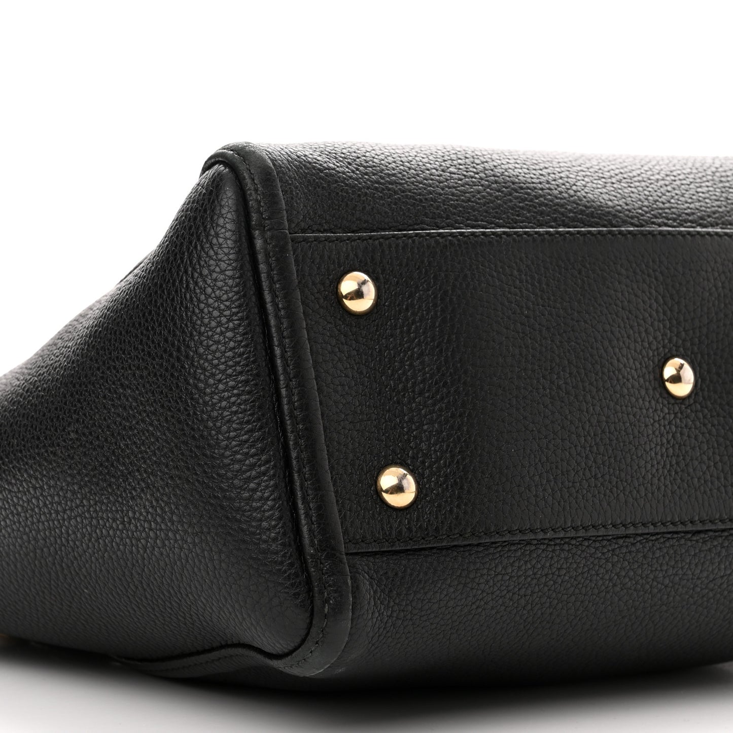 Pebbled Calfskin Small Soho Top Handle Bag Black