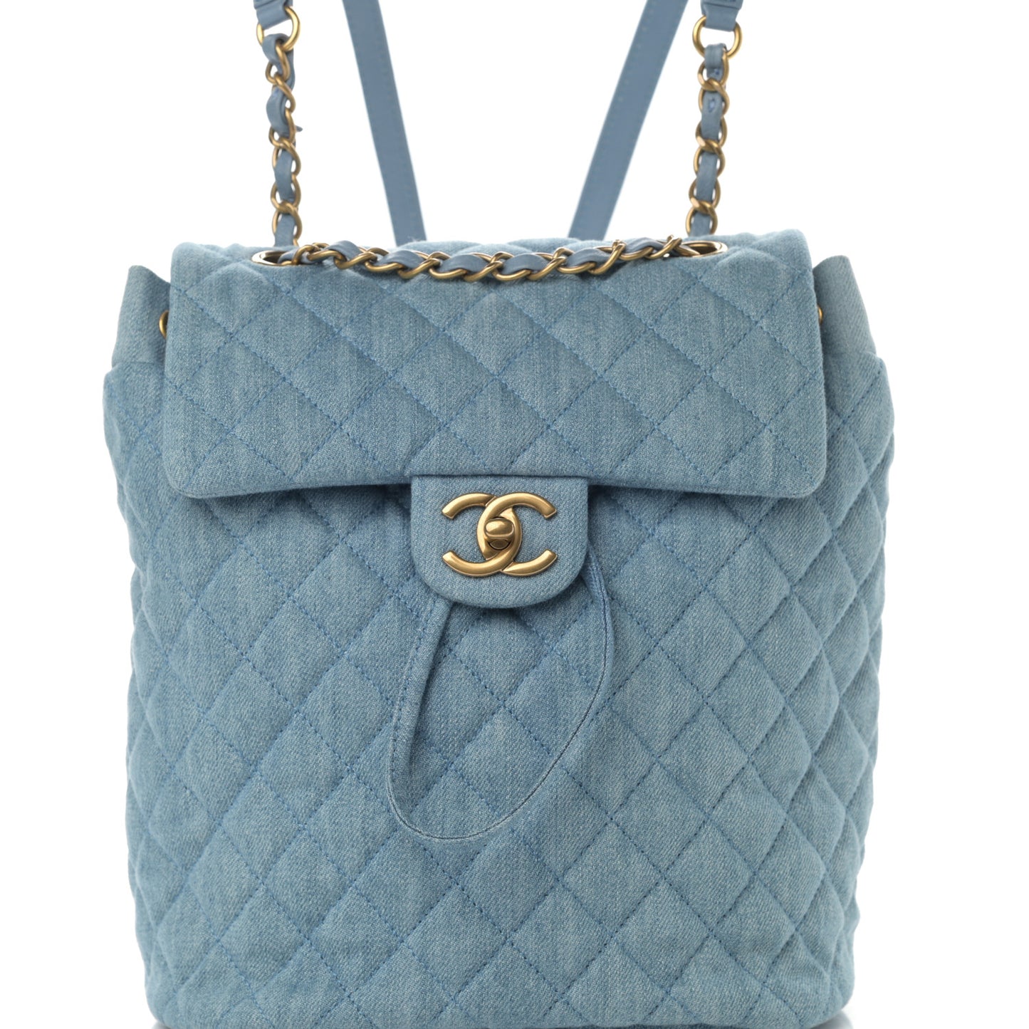 Washed Denim Quilted Small Urban Spirit Backpack Light Blue