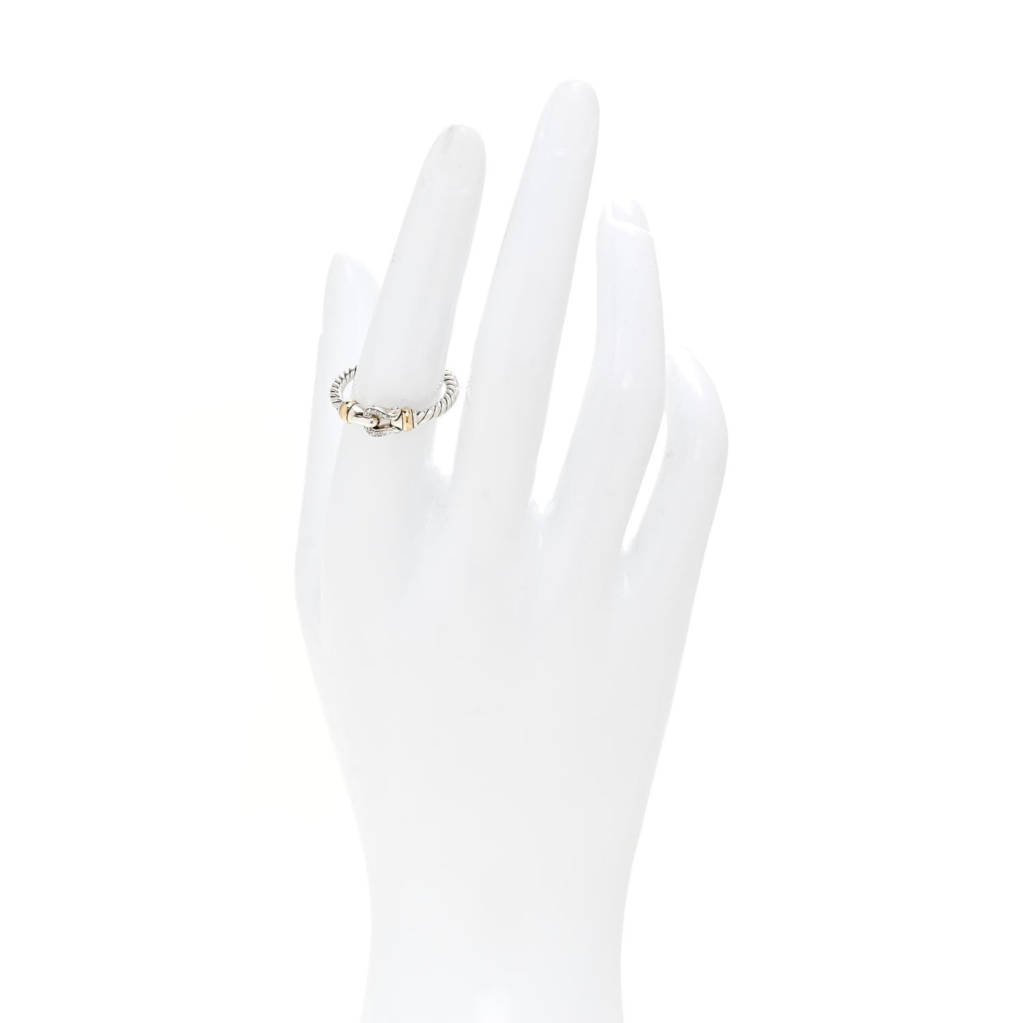 Sterling Silver 18K Yellow Gold Diamond Petite Buckle Ring 54 6.75