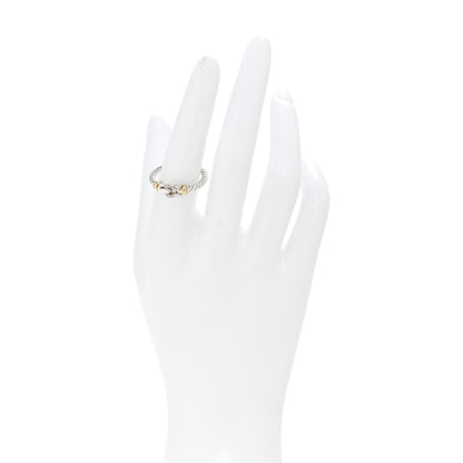 David Yurman Sterling Silver 18K Yellow Gold Diamond Petite Buckle Ring 54 6.75 2 of 5