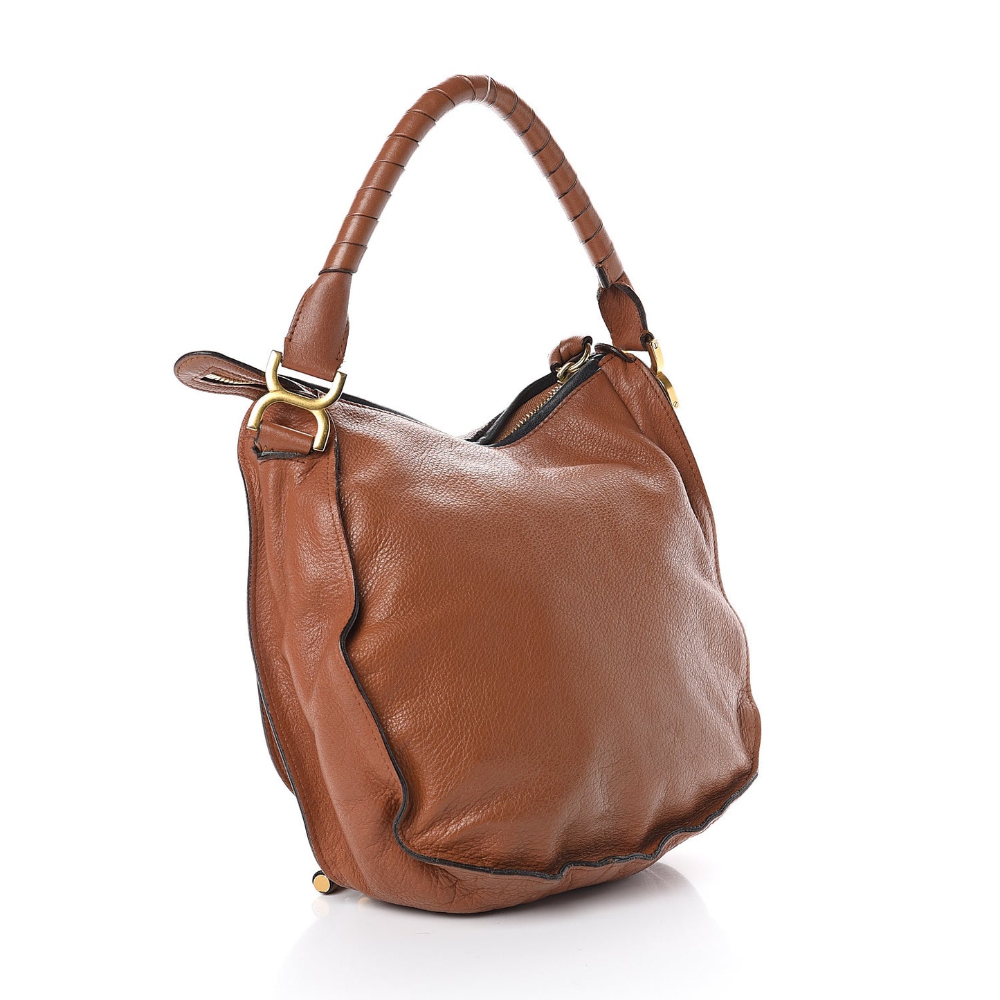 Calfskin Braided Medium Marcie Hobo Caramel