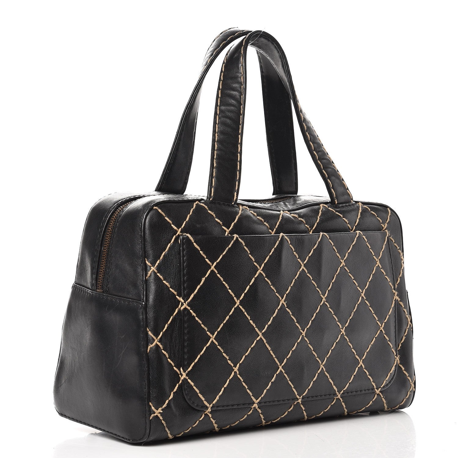 Chanel Calfskin Wild Stitch Top Handle Bag Black 3 of 14