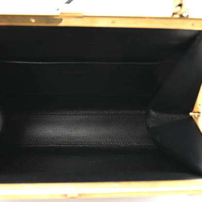 Saint Laurent Nappa Patent Calfskin Two-Toned Gaia Shoulder Bag Sea Salt Black 9 of 23