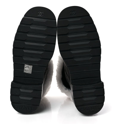 Chanel Lambskin Shearling Short Boots 38.5 Black 6 of 8