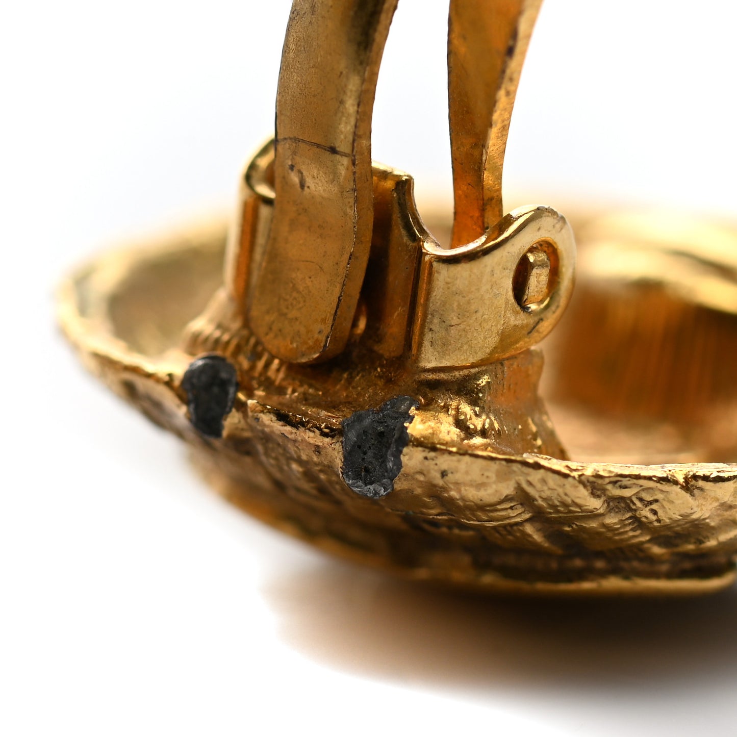 Metal Large CC Clip On Earrings Gold