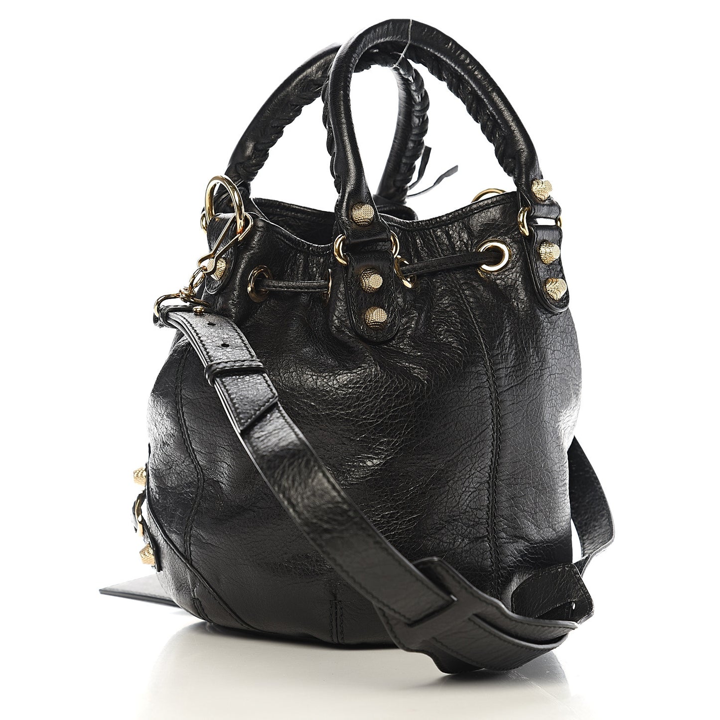 Agneau Giant 12 Gold Hardware Mini Pompon Black