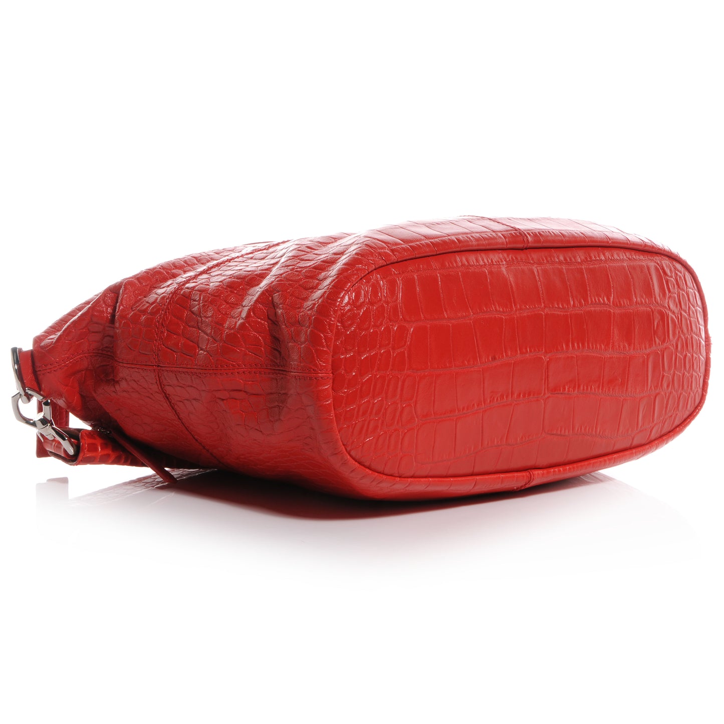 Calfskin Crocodile Embossed Large Nightingale Red