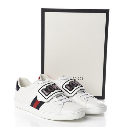 Gucci Calfskin Crystal Web LOVED Embroidered Womens Ace Sneakers 39.5 White 8 of 8