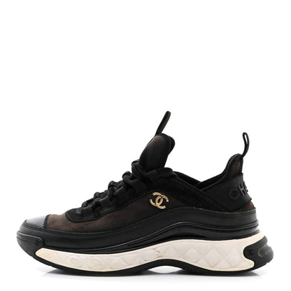Chanel Velvet Calfskin Mixed Fibers CC Sneakers 37 Black 1 of 13