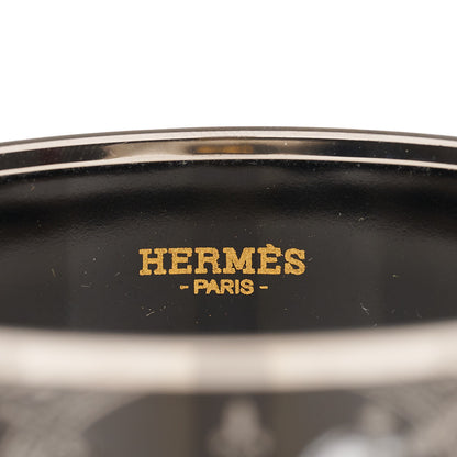 Hermes Enamel Printed Wide Grand Apparat Bracelet 65 Black 3 of 5