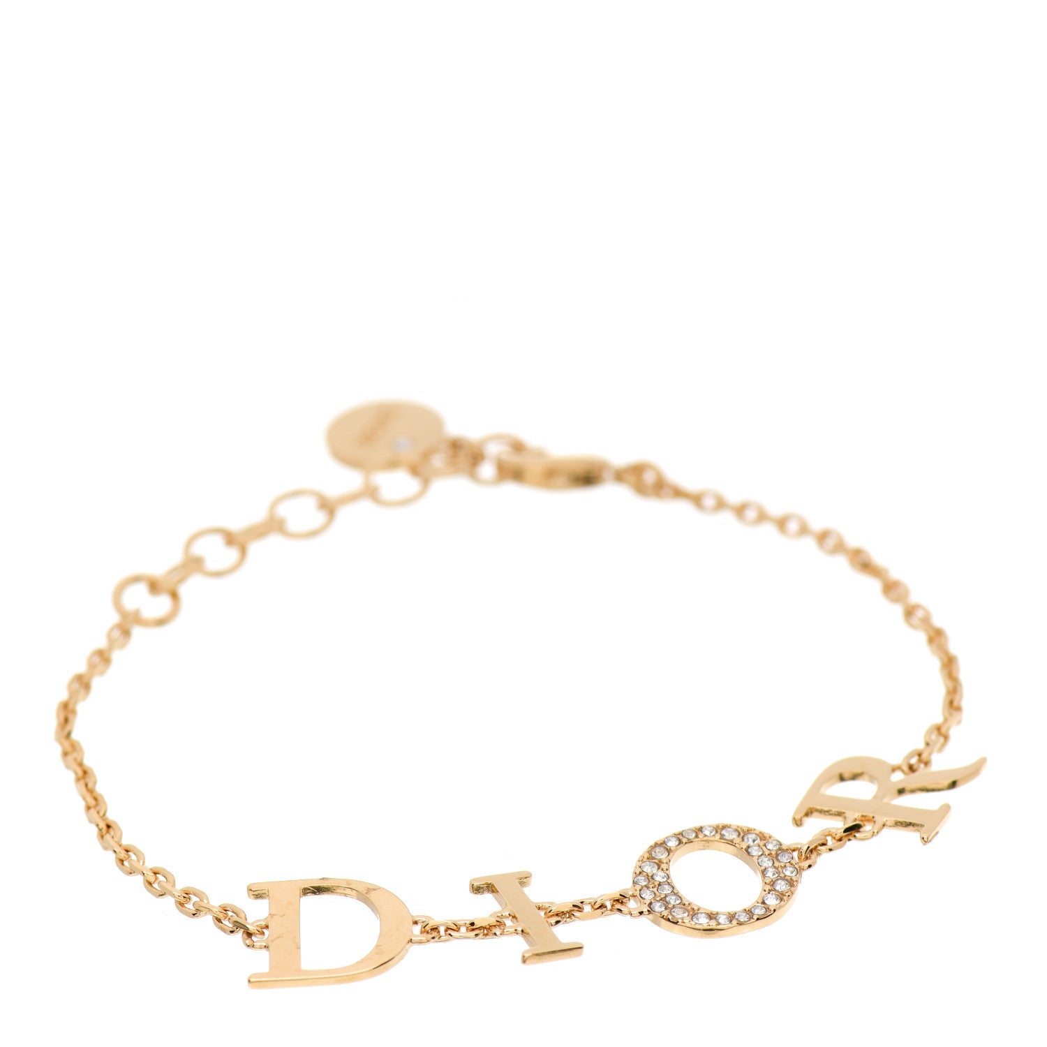 Christian Dior Metal Crystal Letters Bracelet Gold 1 of 4