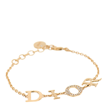 Christian Dior Metal Crystal Letters Bracelet Gold 1 of 4