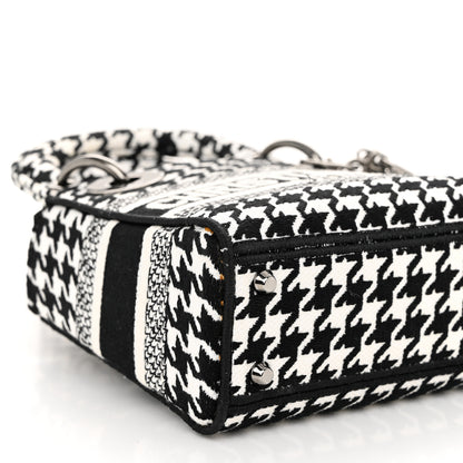 Christian Dior Canvas Houndstooth Embroidered Mini Lady D-Lite Black White 8 of 11