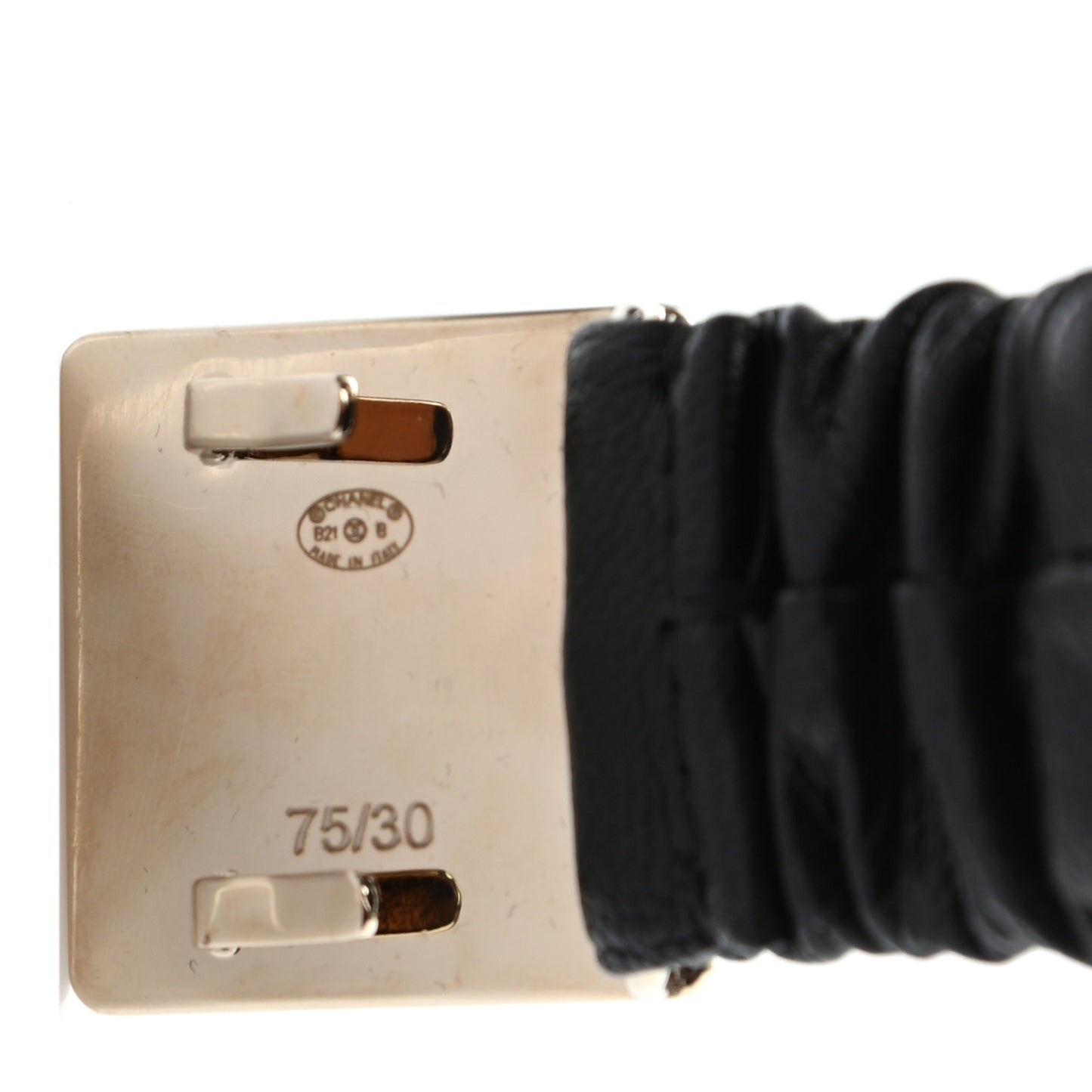 Lambskin Ruched CC Belt 75 30 Black White
