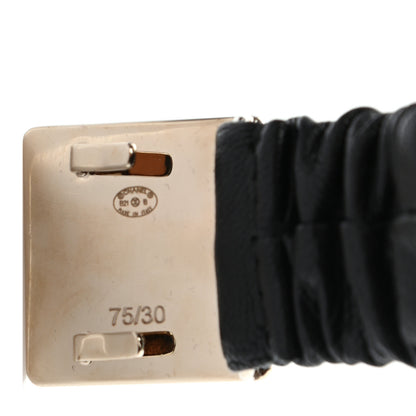 Chanel Lambskin Ruched CC Belt 75 30 Black White 3 of 3