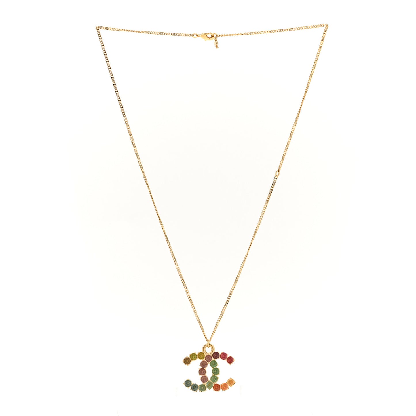 Crystal CC Pendant Necklace Gold Multicolor