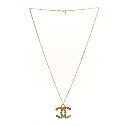 Chanel Crystal CC Pendant Necklace Gold Multicolor 3 of 6
