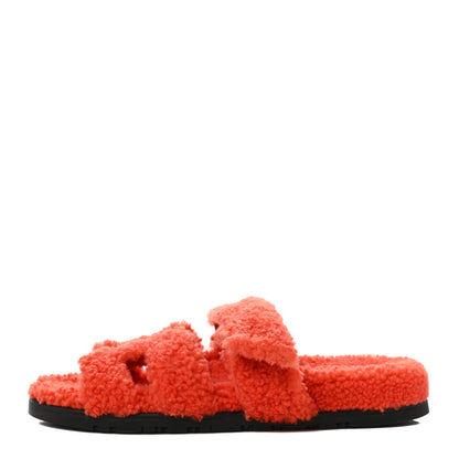 Hermes Woolskin Womens Chypre Sandals 37 Orange 1 of 8