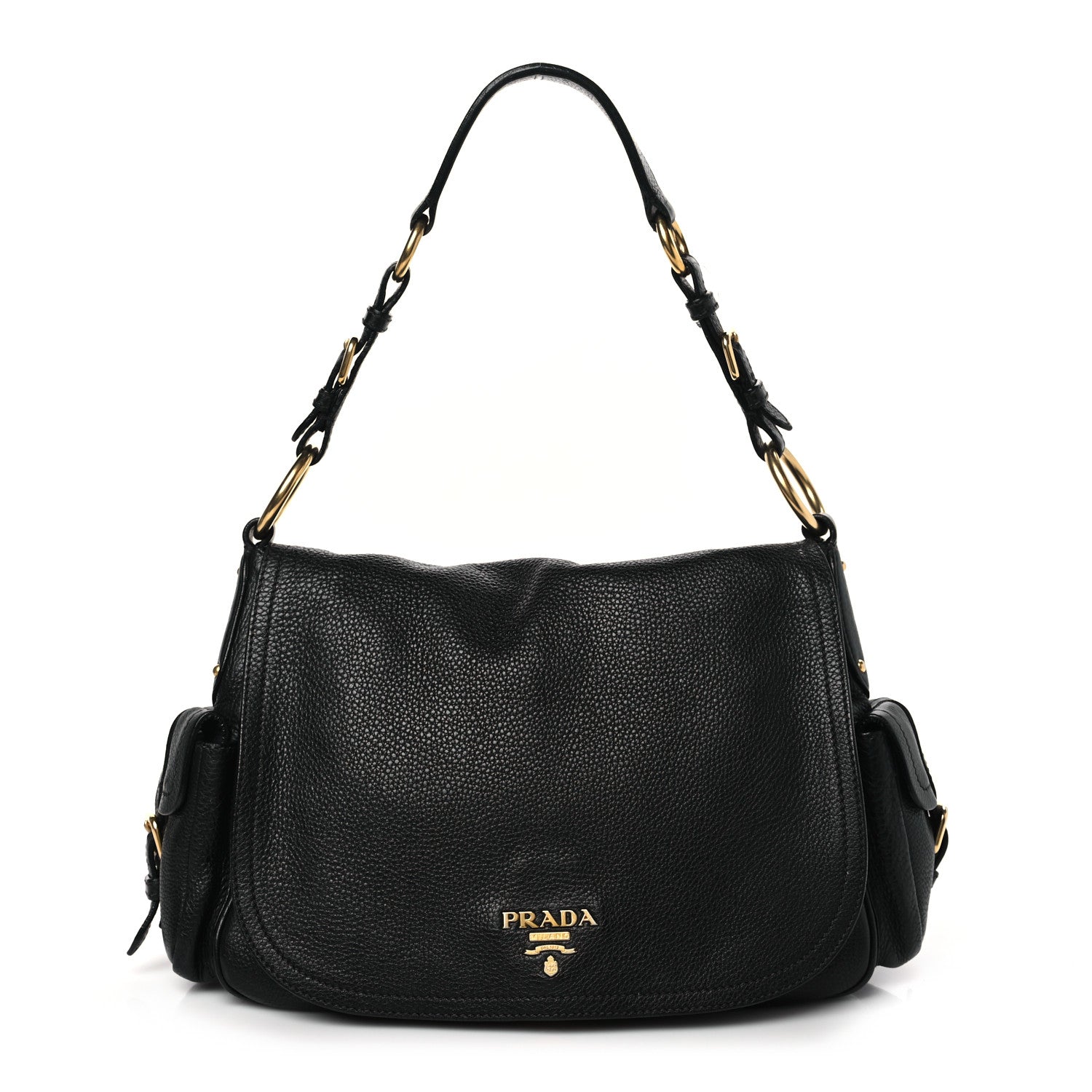 Prada Vitello Daino Shoulder Bag Black 1 of 12