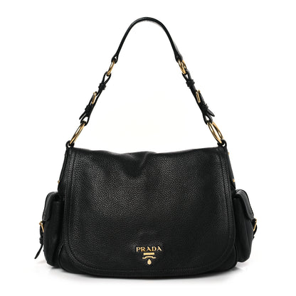 Prada Vitello Daino Shoulder Bag Black 1 of 12