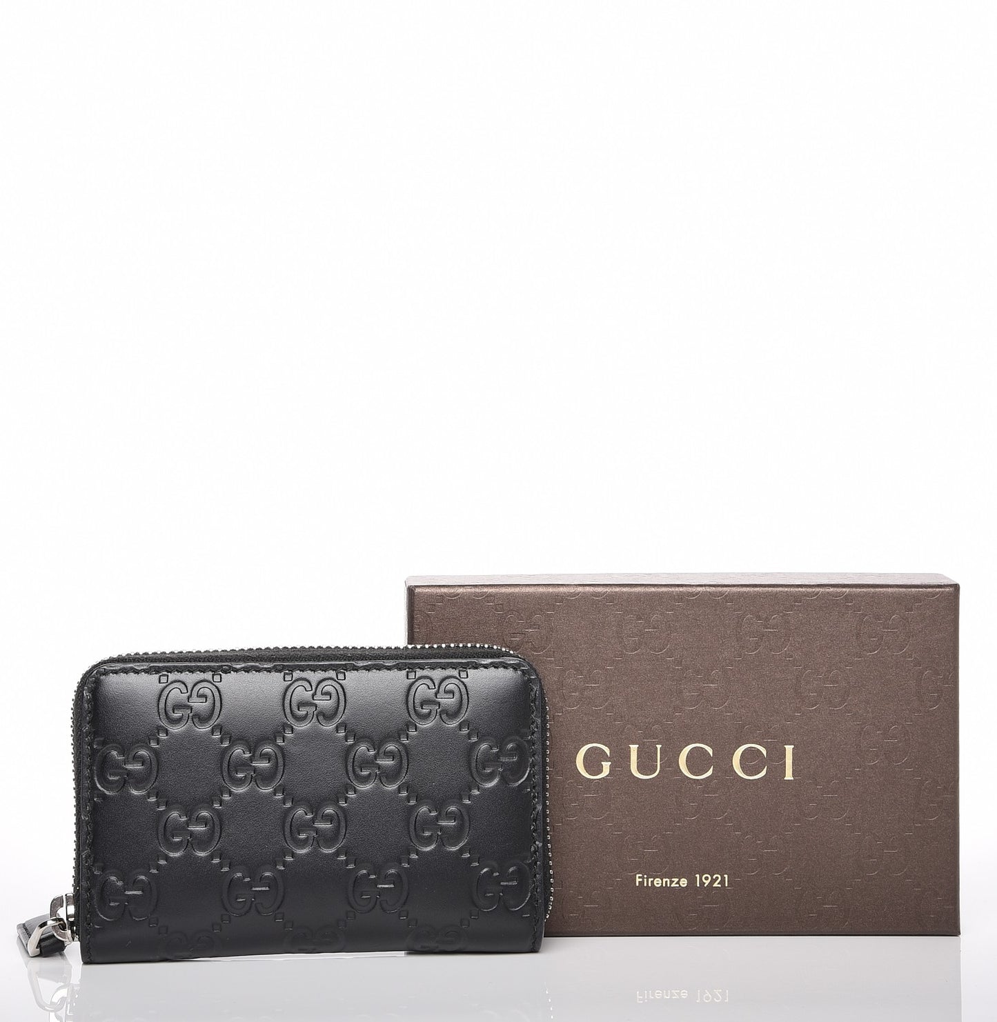 Guccissima Zip Around Card Case Black