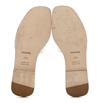 Hermes Box Calfskin Oran Sandals 37.5 White 5 of 8
