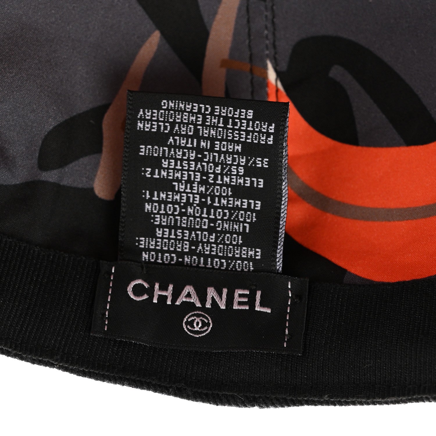 Chanel Cotton CC Cap Hat Black Coral 8 of 12