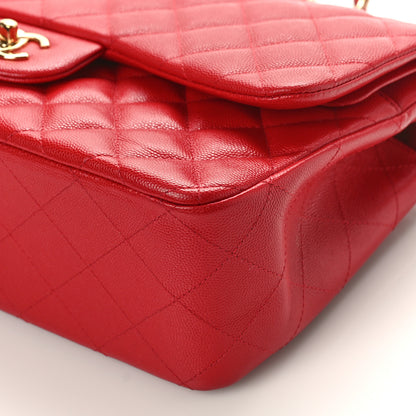 Chanel Caviar Quilted Jumbo Double Flap Red 9 of 10