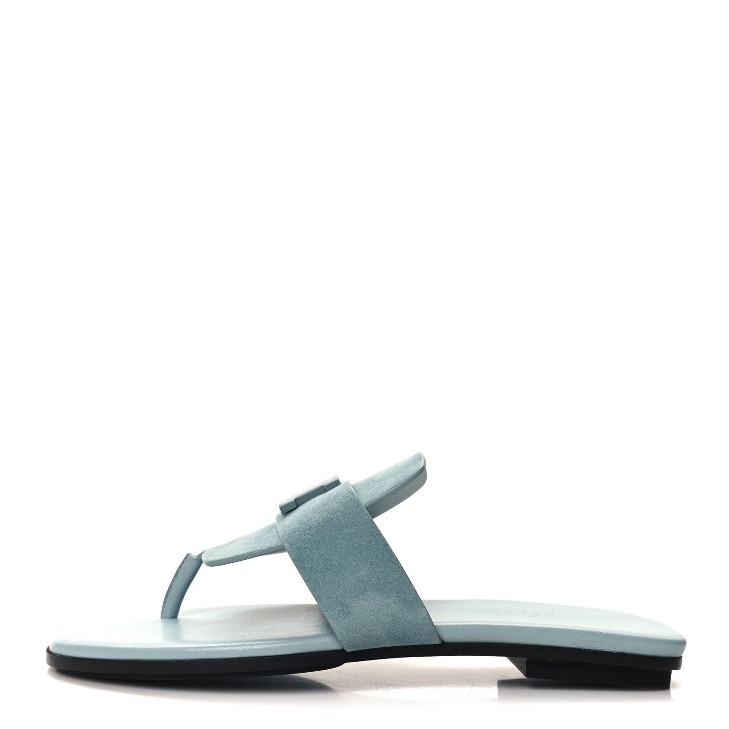 Hermes Suede Goatskin Womens Galerie Sandals 36 Bleu Pinede 1 of 10