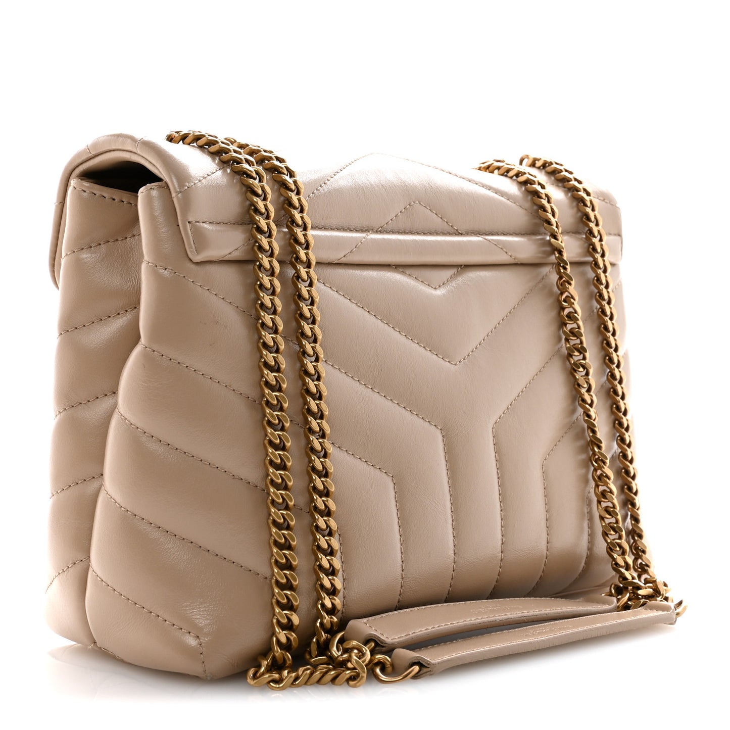 Calfskin Y Quilted Monogram Small Loulou Chain Satchel Dark Beige