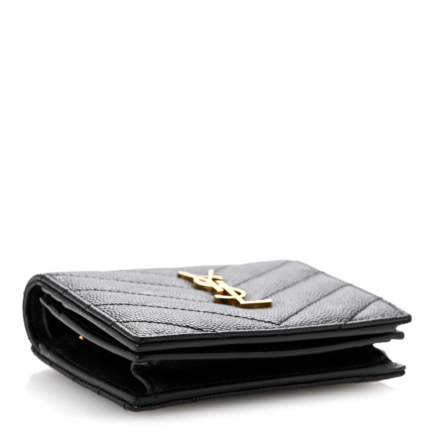 Grain De Poudre Matelasse Chevron Monogram Flap Card Case Black