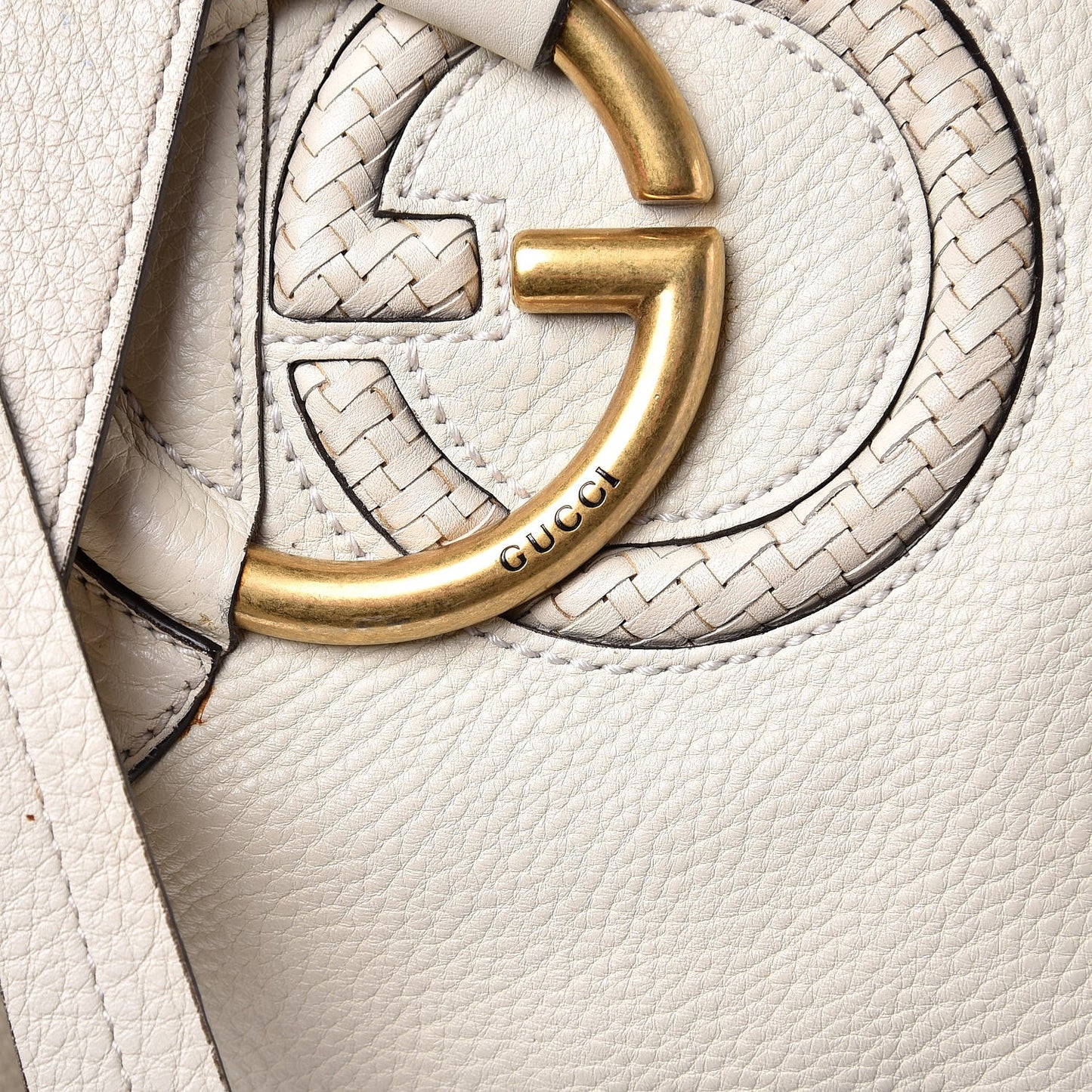 Pebbled Calfskin Twill Medium Top Handle Satchel White