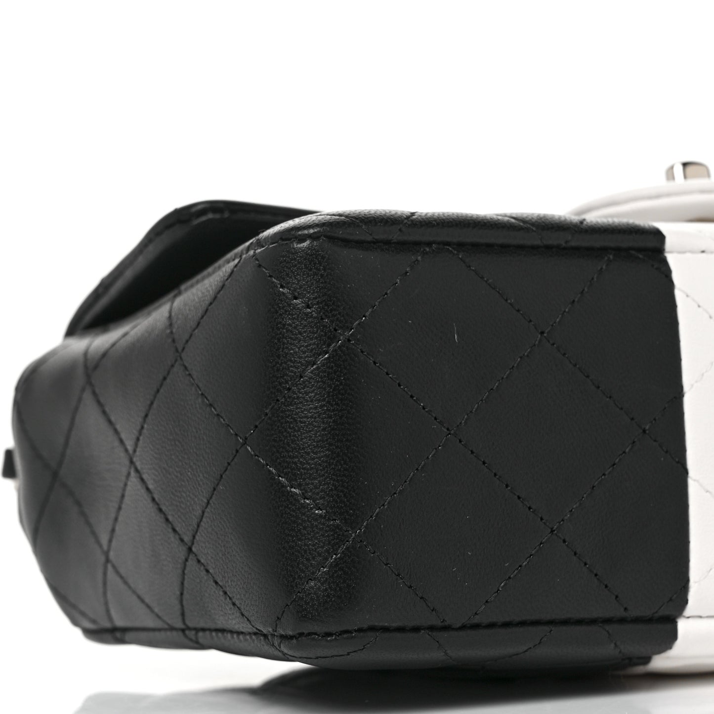 Lambskin Quilted Mini Rectangular Flap Black White